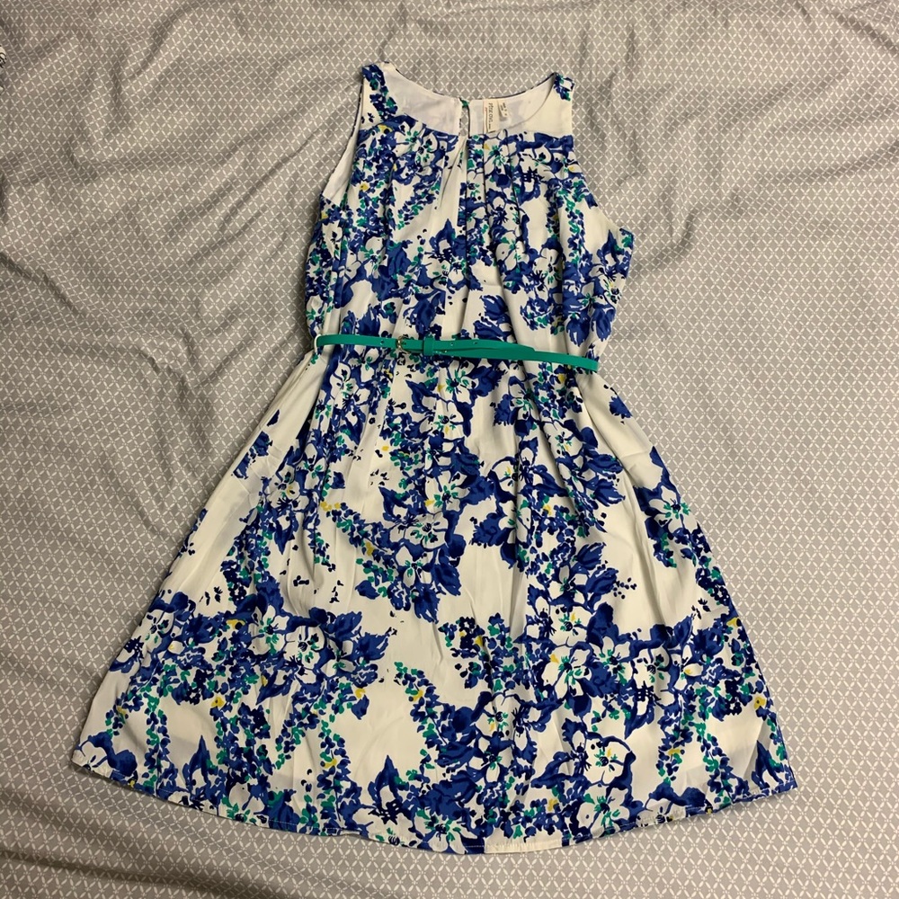 Pink Owl Floral A-Line Dress with Belt Size S